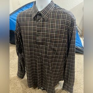 Brioni Neiman Marcus Long Sleeves Shirt Dark Blue/Tan Plaid Men’s XL